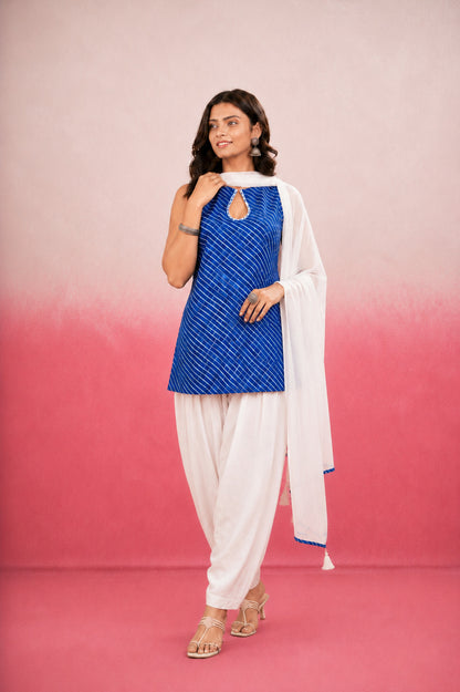 ANAGHA ROYAL BLUE LEHERIYA FARSHI SET