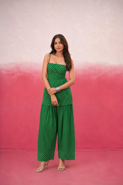 PARNAVI GREEN MOTHRA GEORGETTE FARSHI SET