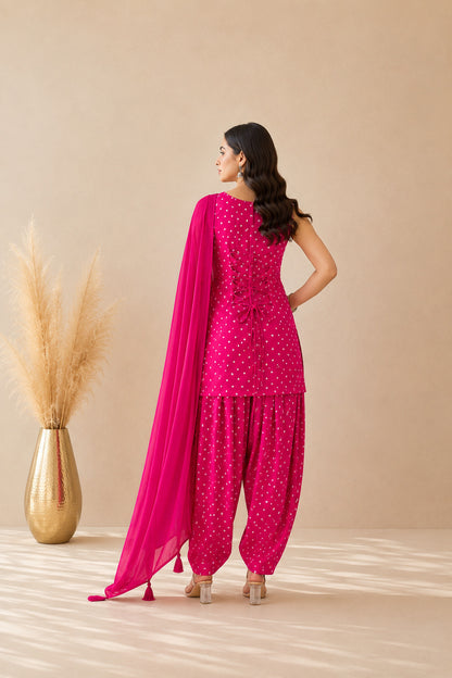 GAURANGI PINK BANDHEJ FARSHI SET