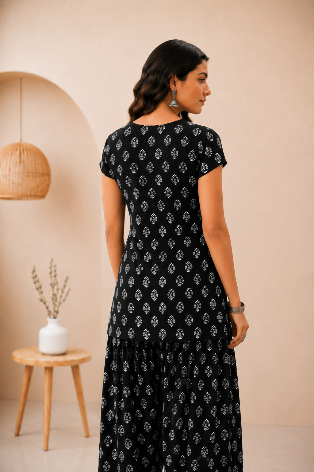 GITASHA BLACK COTTON FARSHI SET