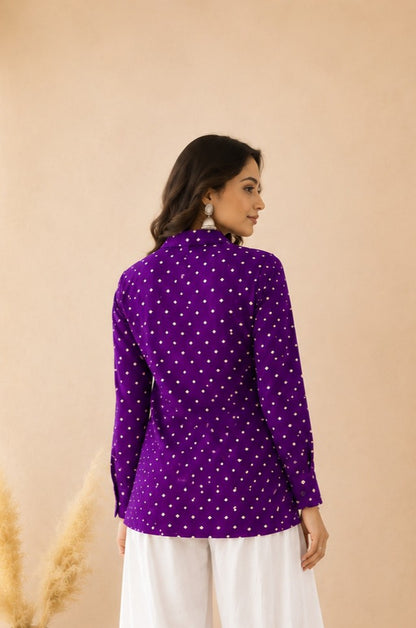 PARUL PURPLE BANDHEJ SHIRT