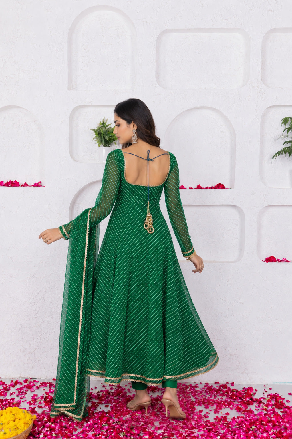 MUSKAN GREEN BANDHANI ANARKALI SET