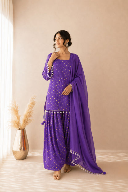 DHAIRYA PURPLE BANDHEJ FARSHI SET