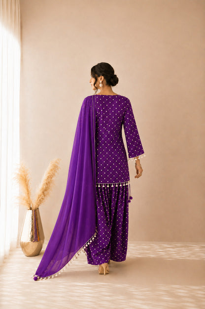 DHAIRYA PURPLE BANDHEJ FARSHI SET