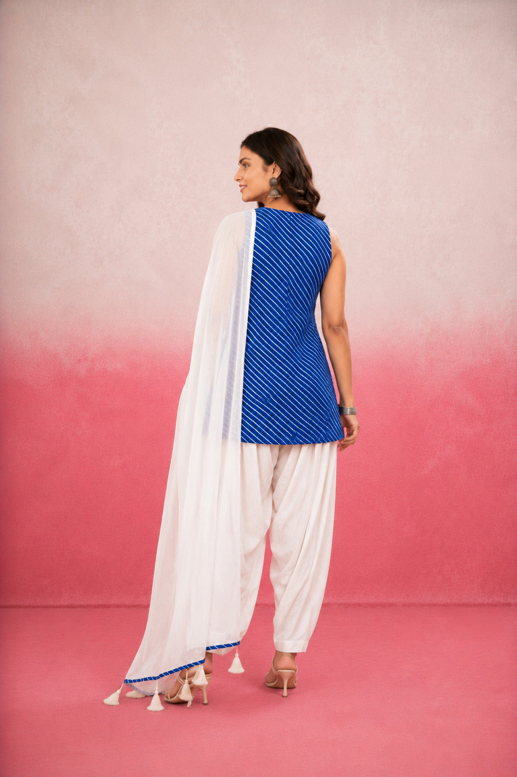 ANAGHA ROYAL BLUE LEHERIYA FARSHI SET