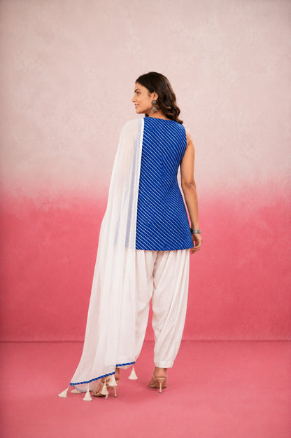 ANAGHA ROYAL BLUE LEHERIYA FARSHI SET