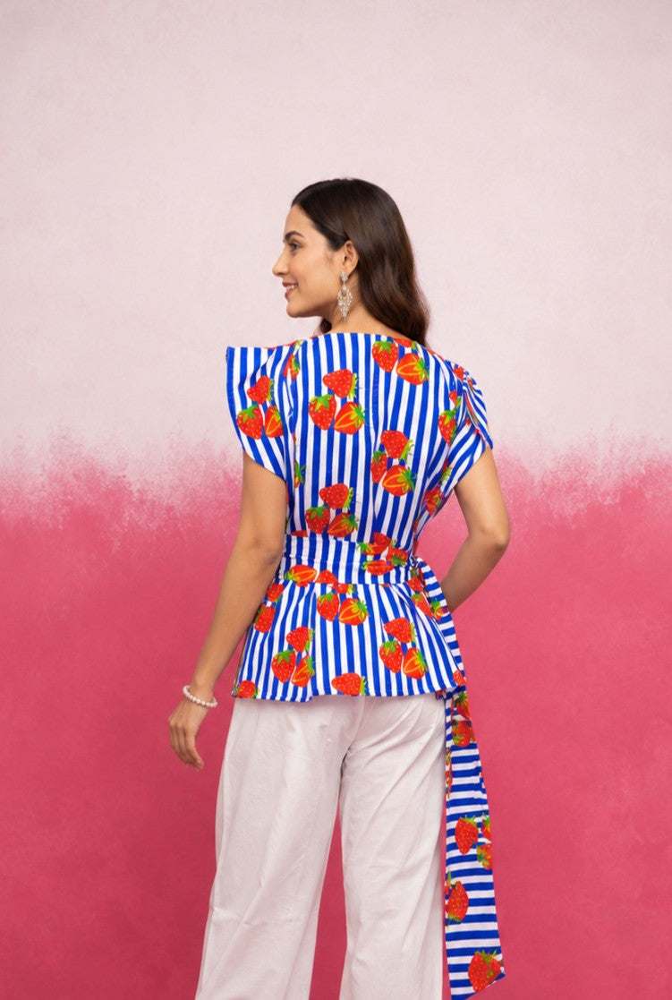 AVELIA BLUE STRIPE COTTON TOP