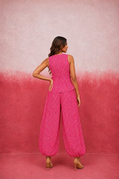 FIORA PINK GINGHAM COORD SET
