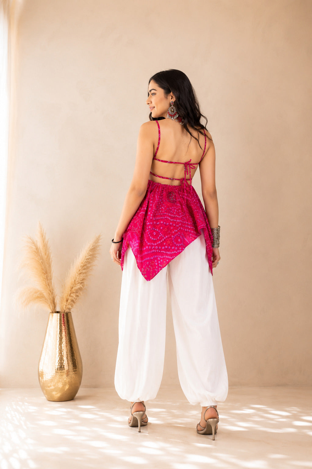 AHRINA PINK ASYMMETRICAL BALLOON COORD SET