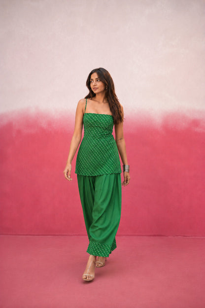 PARNAVI GREEN MOTHRA GEORGETTE FARSHI SET