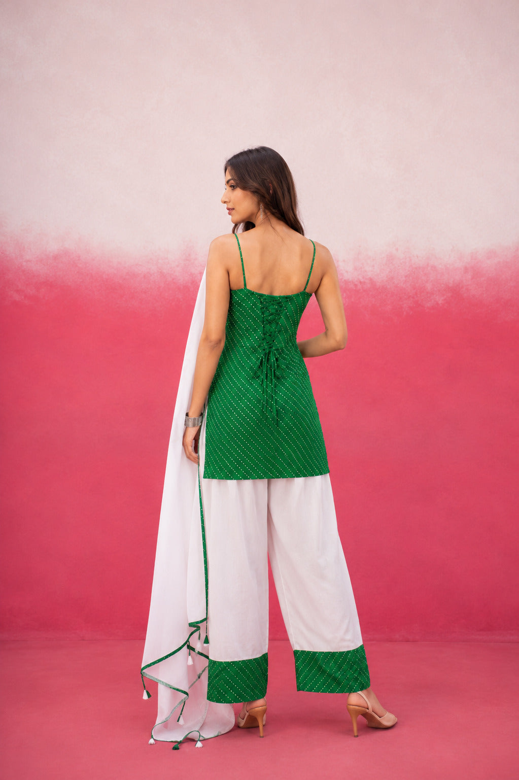 HARINI GREEN GEORGETTE MOTHRA FARSHI SET