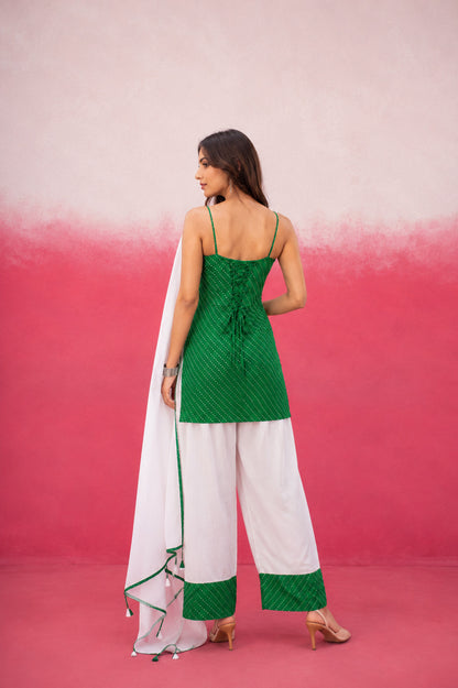 HARINI GREEN GEORGETTE MOTHRA FARSHI SET