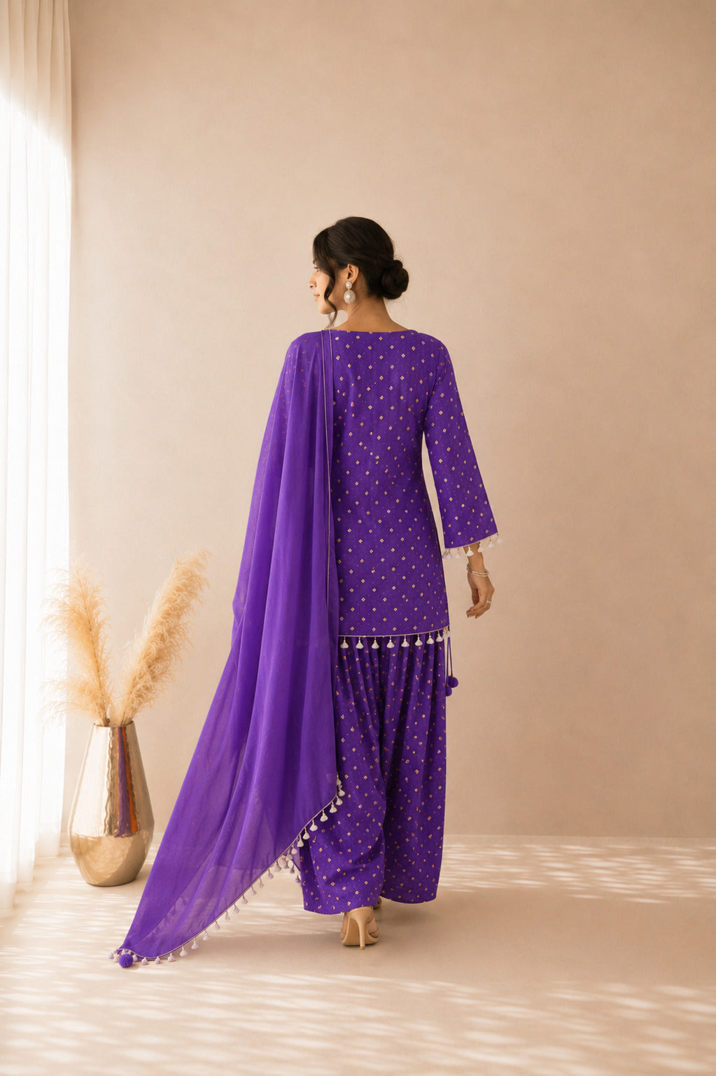 DHAIRYA PURPLE BANDHEJ FARSHI SET