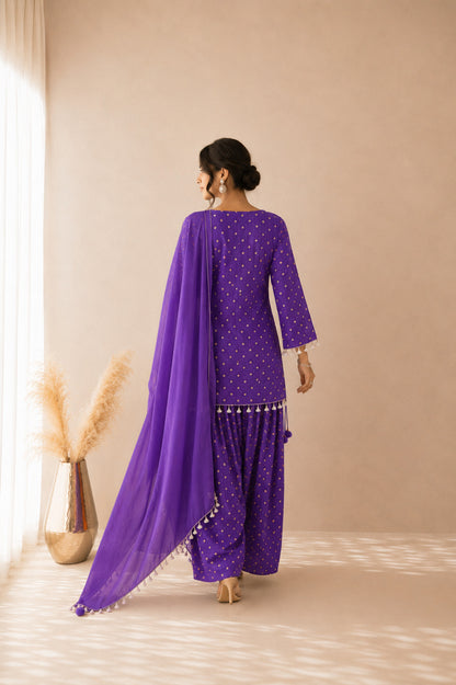 DHAIRYA PURPLE BANDHEJ FARSHI SET