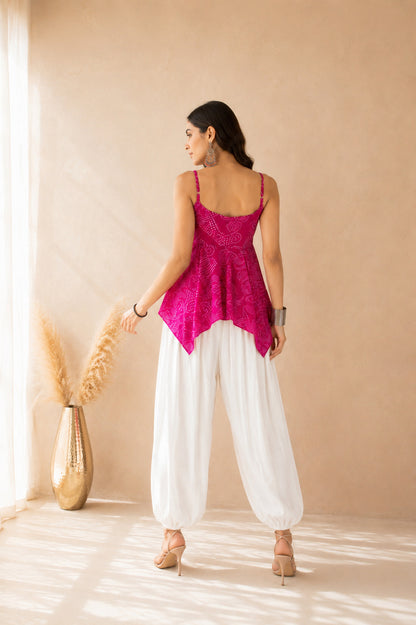 TRAYI PINK ASYMMETRICAL BALLOON COORD SET