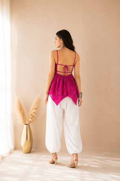 TRAYI PINK ASYMMETRICAL BALLOON COORD SET