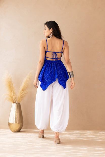 VIHARA BLUE ASYMMETRICAL BALLOON COORD SET