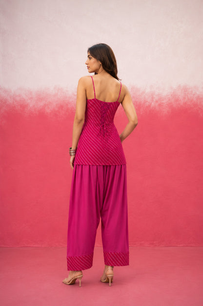 PRANIKA PINK MOTHRA GEORGETTE FARSHI SET