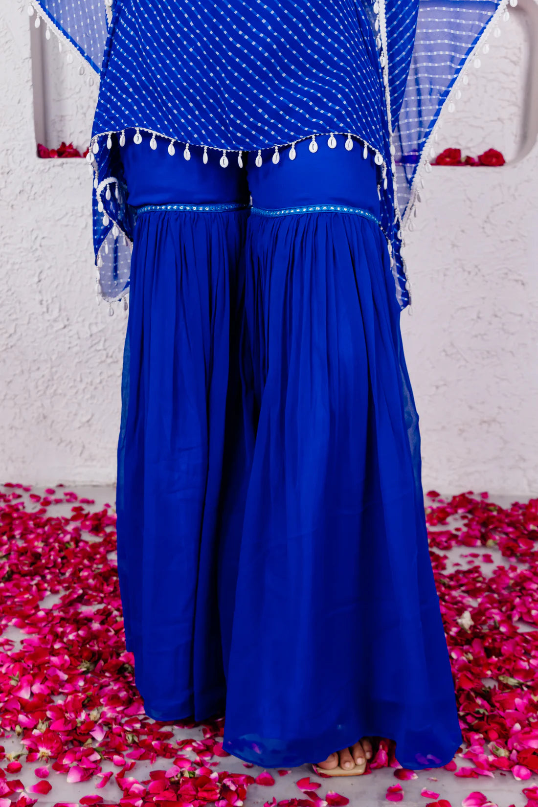 KIARA NAVY BLUE LEHERIYA SHARARA KAFTAN SET Deasha India