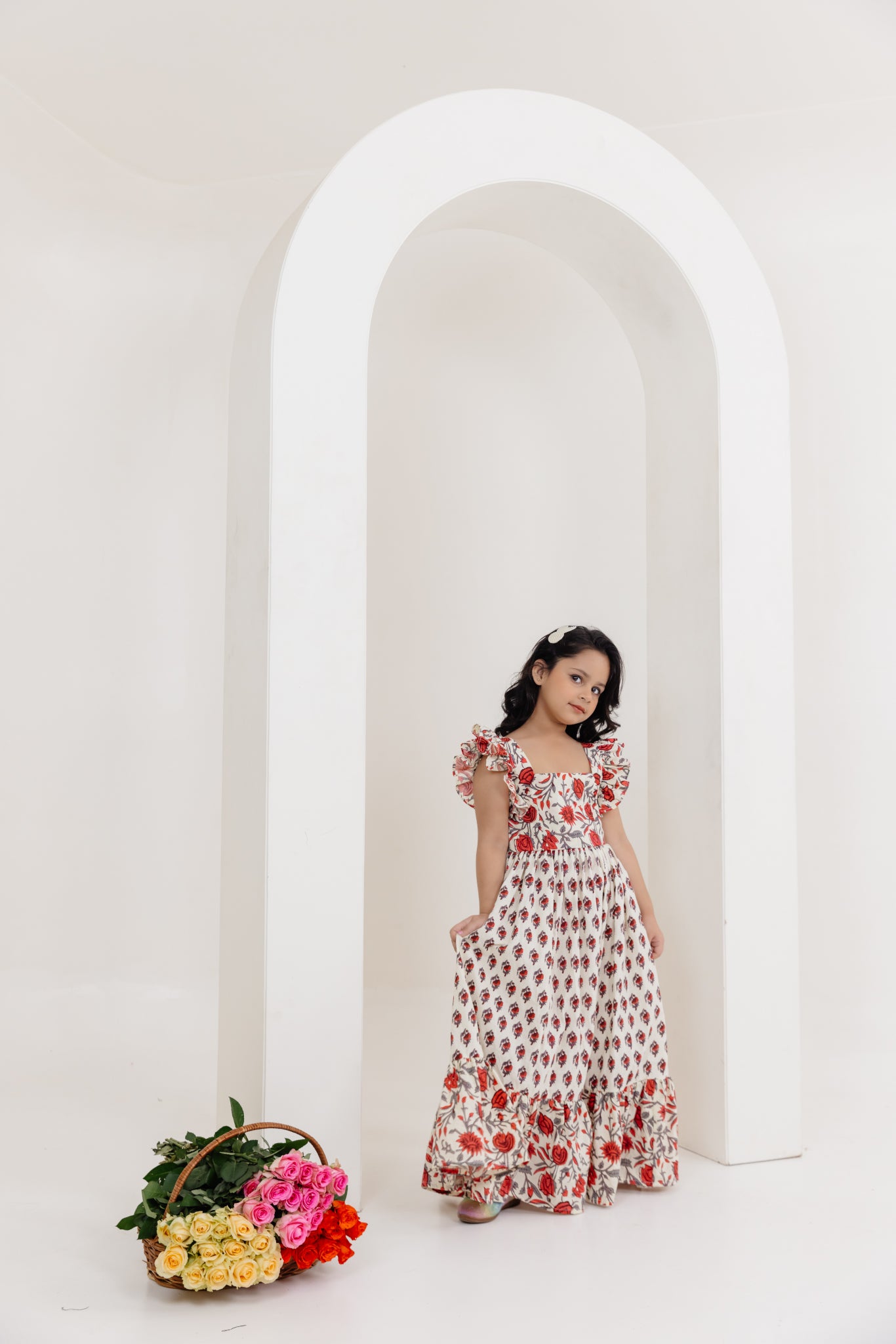 AMELIA WHITE FLORAL COTTON DRESS