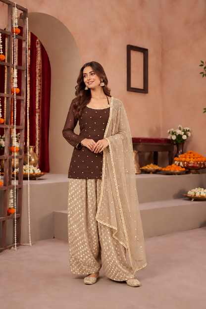 DIMPY COCO CHAMPAGNE COLOR BLOCK FARSHI SET
