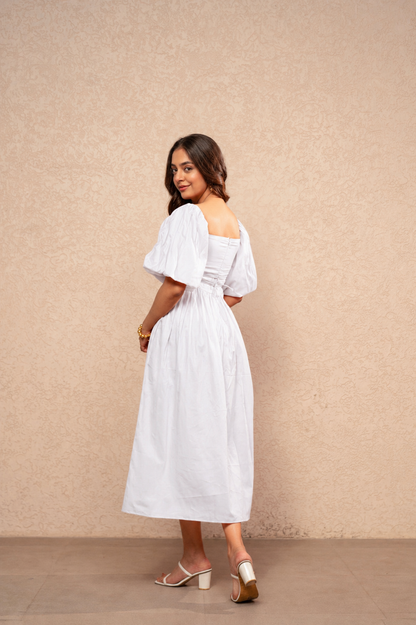 WILLA WHITE COTTON A-LINE DRESS