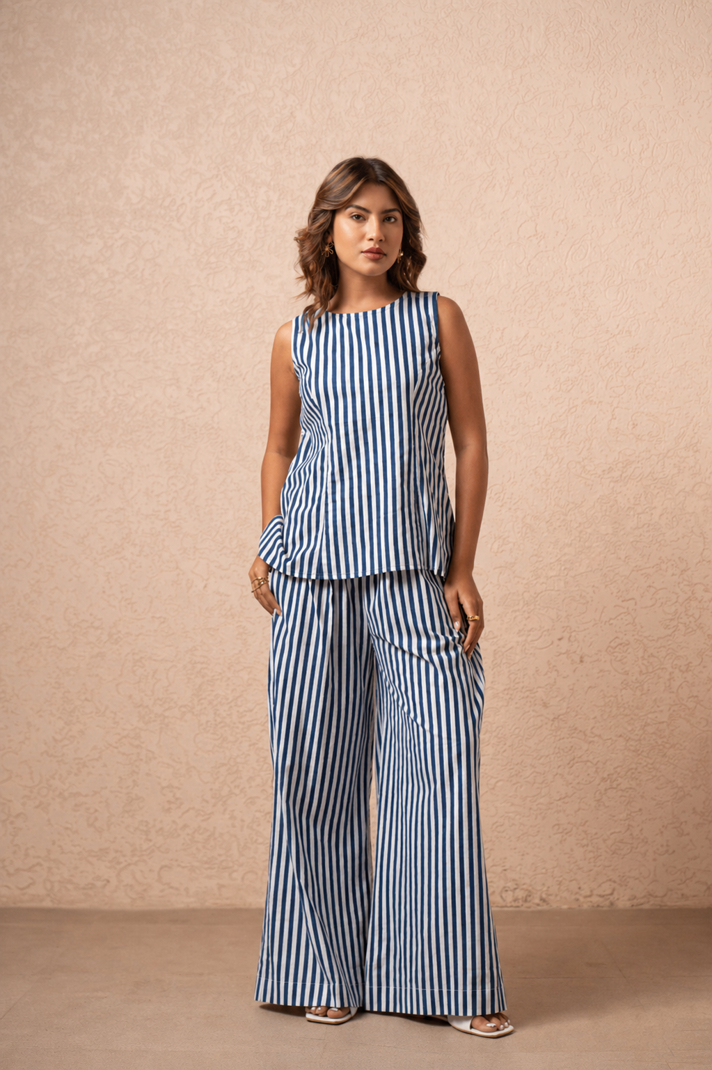 KEIRA BLUE STRIPED 2 PIECE COORD SET