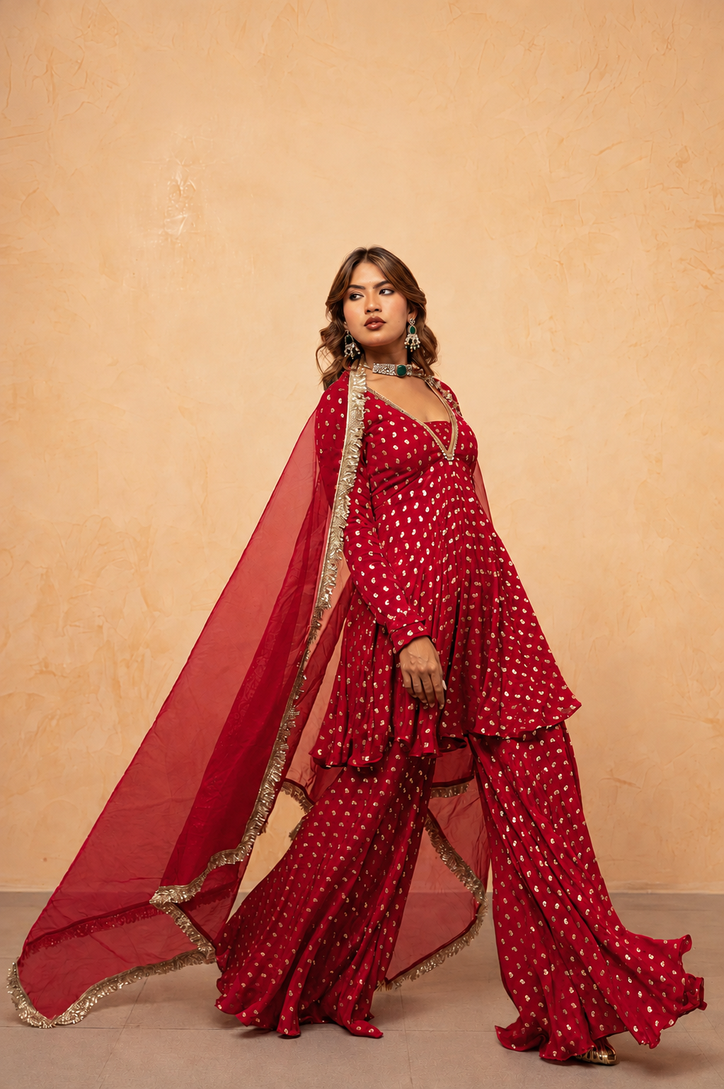 CHANDNI RED SHARARA SET