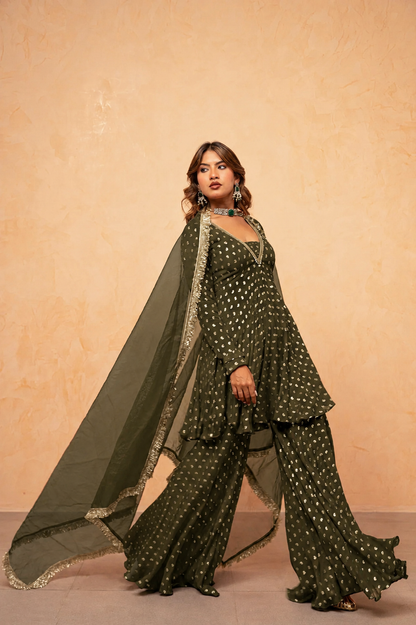 ANUSHA GREEN SHARARA SET