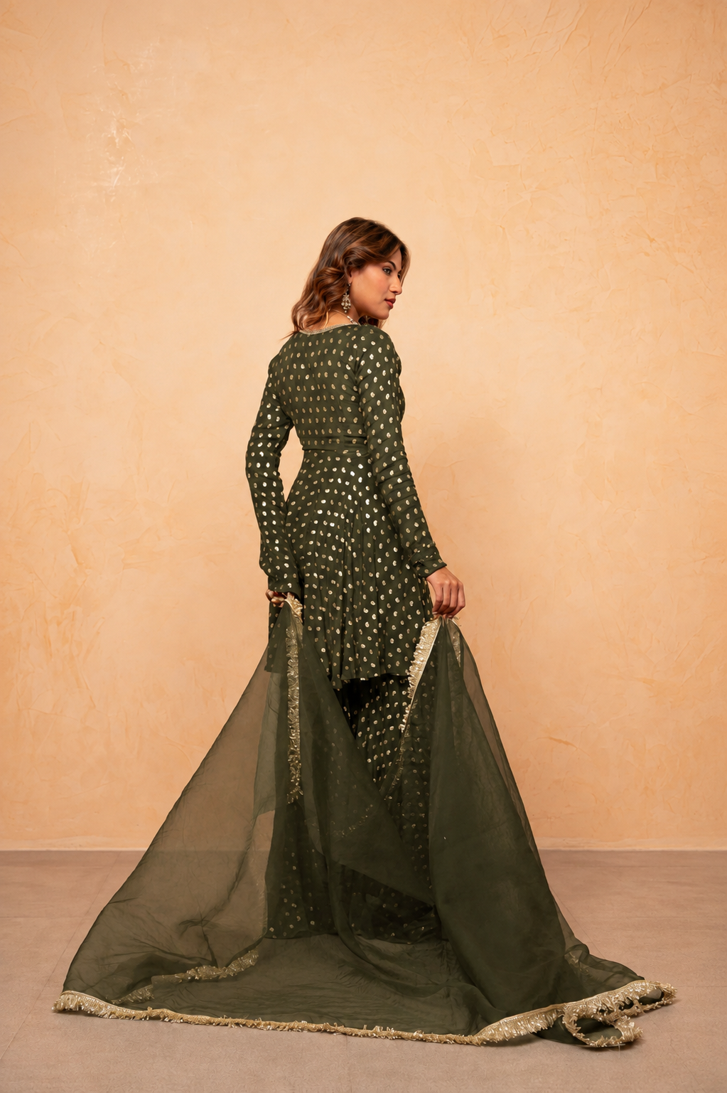 ANUSHA GREEN SHARARA SET