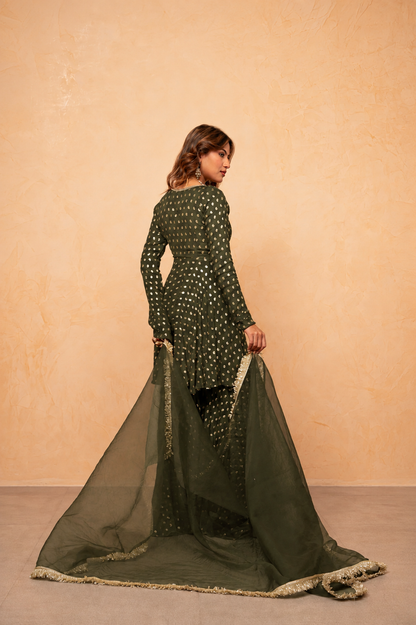 ANUSHA GREEN SHARARA SET