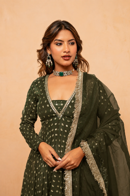 ANUSHA GREEN SHARARA SET