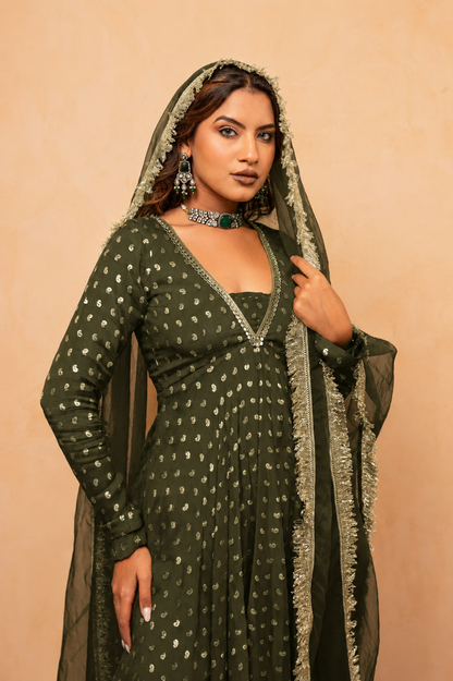 ANUSHA GREEN SHARARA SET