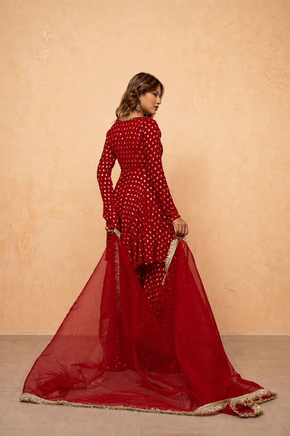 CHANDNI RED SHARARA SET
