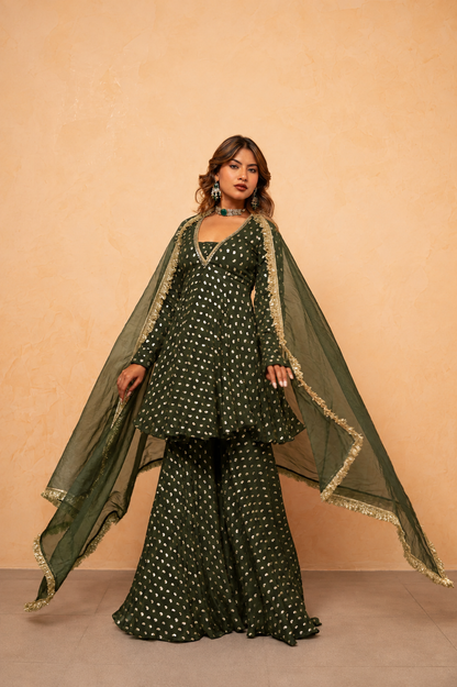 ANUSHA GREEN SHARARA SET