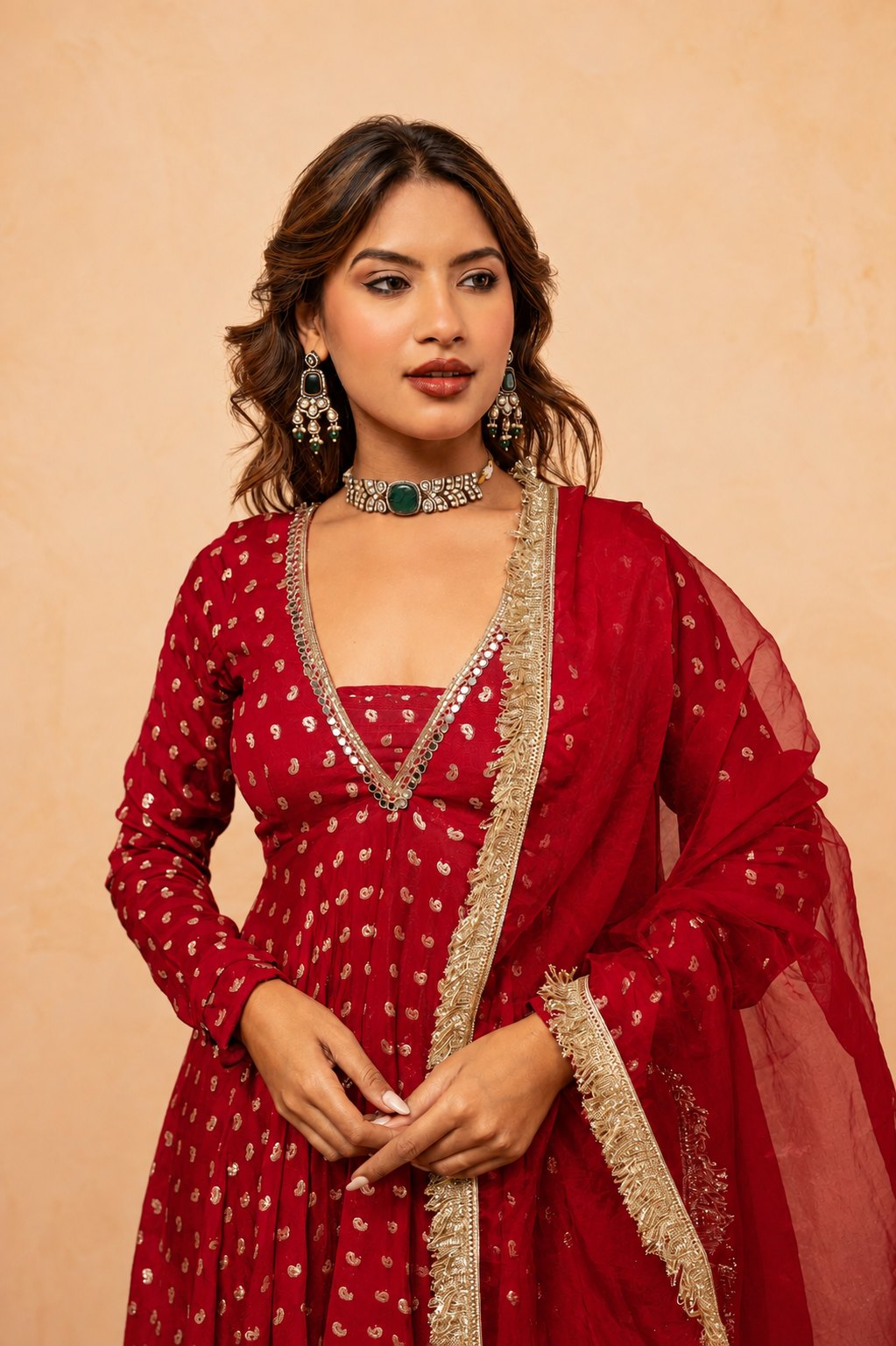CHANDNI RED SHARARA SET