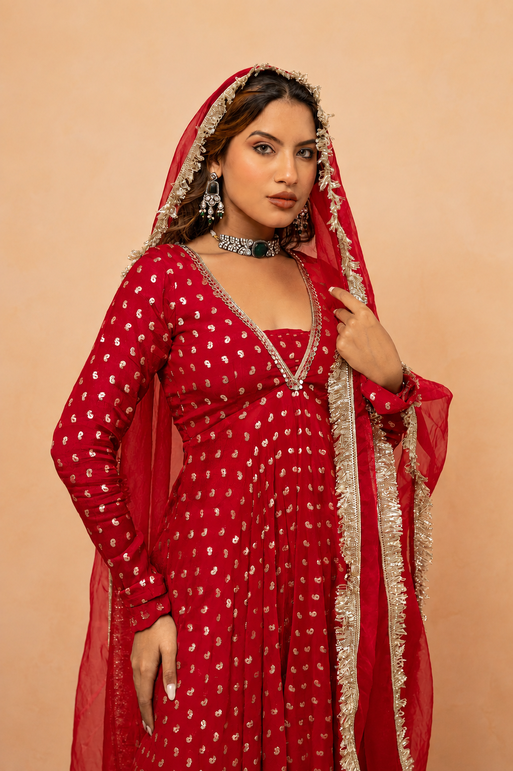 CHANDNI RED SHARARA SET