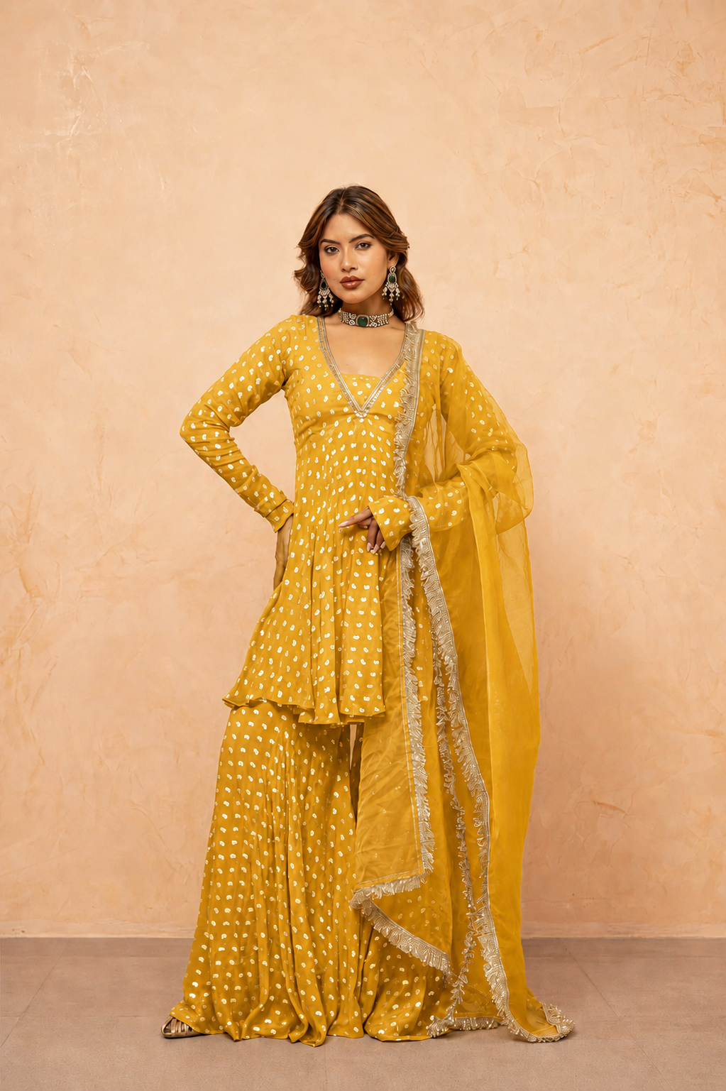 PANKHURI YELLOW SHARARA SET