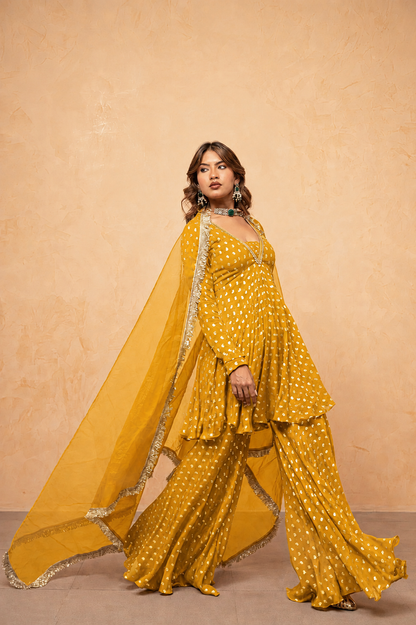 PANKHURI YELLOW SHARARA SET