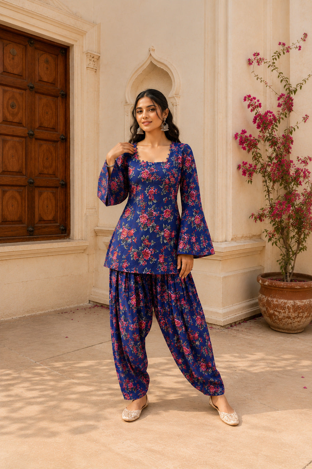 RUBINA BLUE FLORAL FARSHI SET