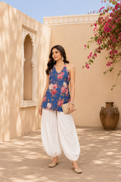HINA BLUE FLORAL BALLOON PANTS SET