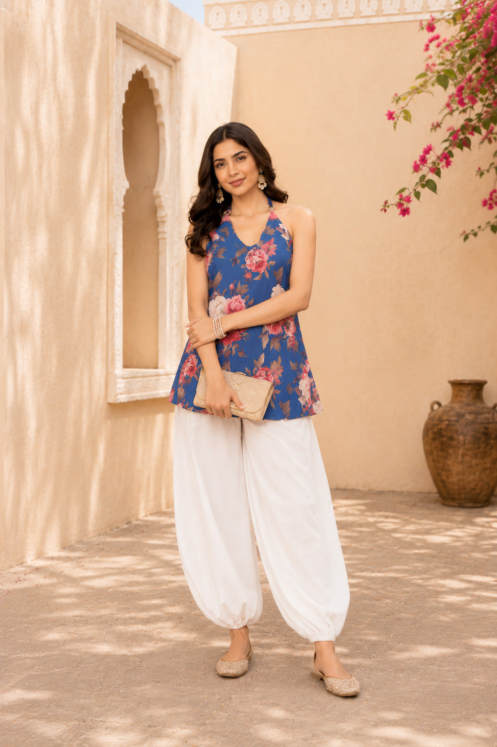 HINA BLUE FLORAL BALLOON PANTS SET
