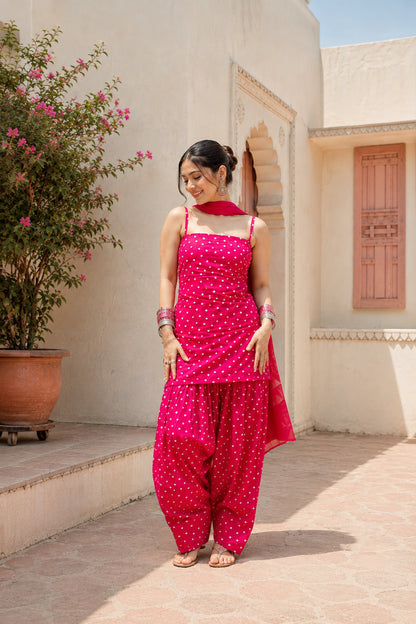 SHIVANGI PINK BANDHEJ FARSHI SET