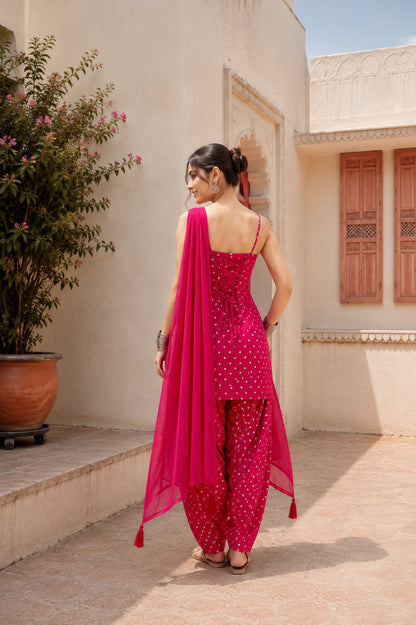 SHIVANGI PINK BANDHEJ FARSHI SET