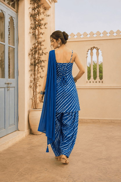 KHUSHI BLUE LEHERIYA FARSHI SET