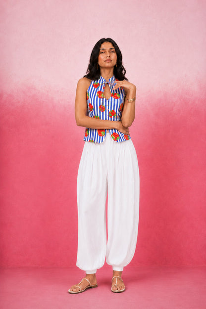 ALVIE BLUE STRIPE BALLOON COORD SET