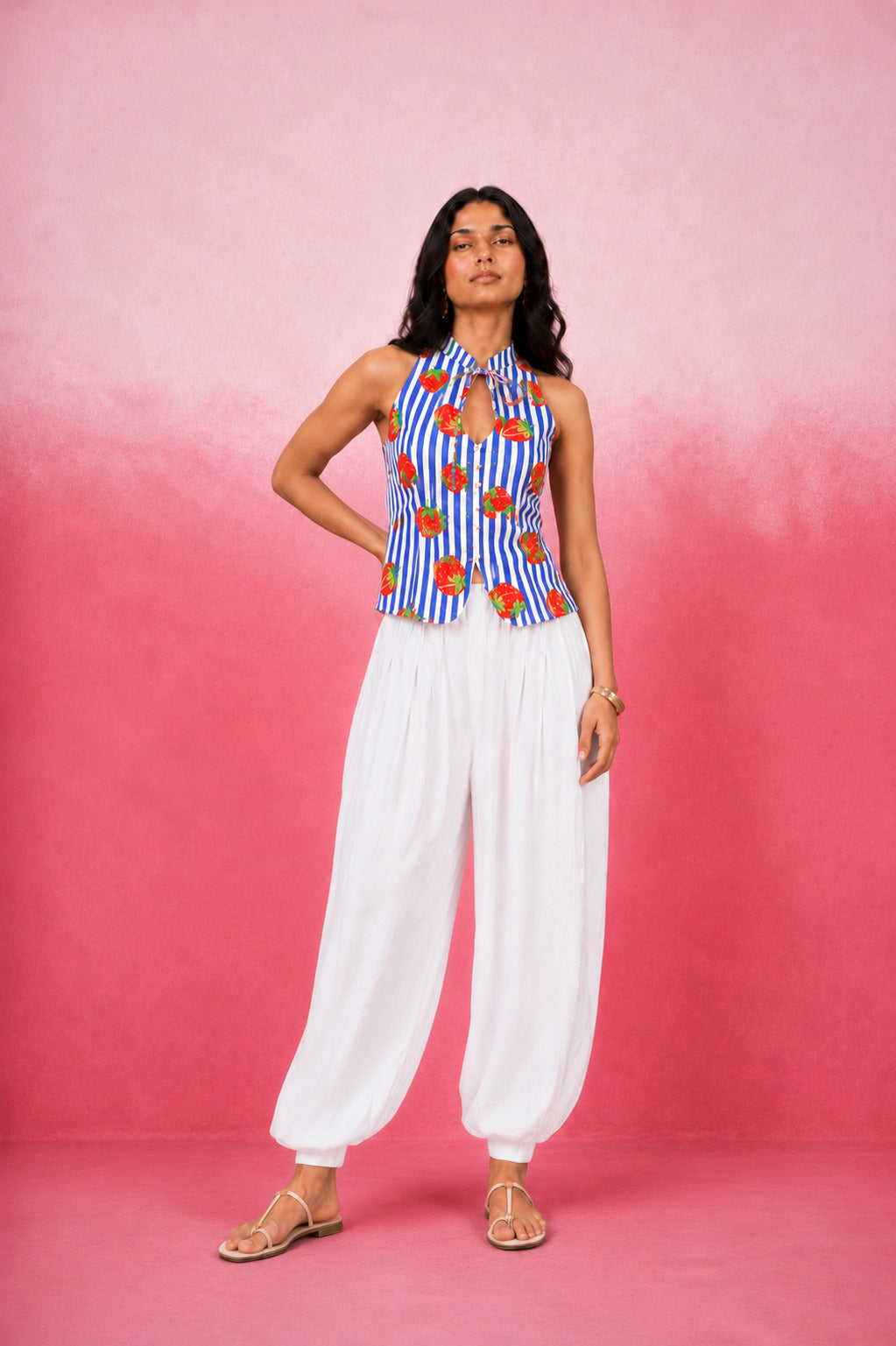 ALVIE BLUE STRIPE BALLOON COORD SET