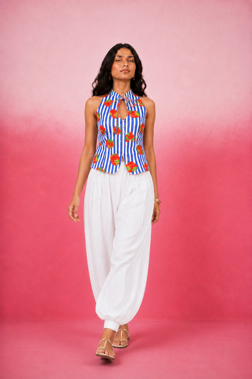 ALVIE BLUE STRIPE BALLOON COORD SET