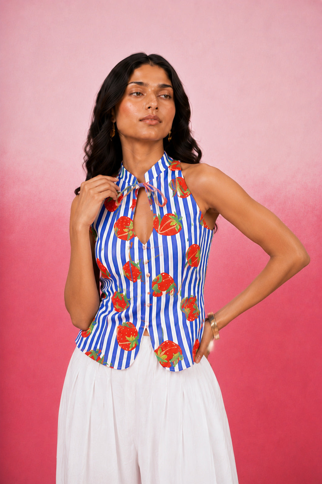 ALVIE BLUE STRIPE BALLOON COORD SET