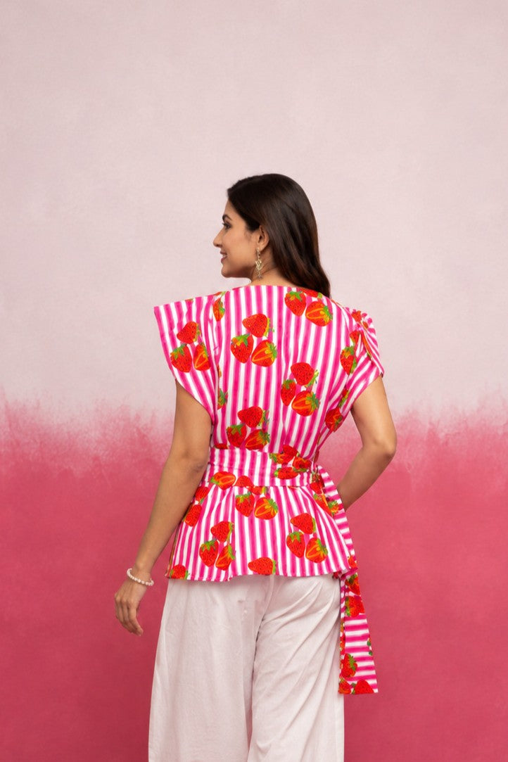 VIONA PINK STRIPE COTTON TOP